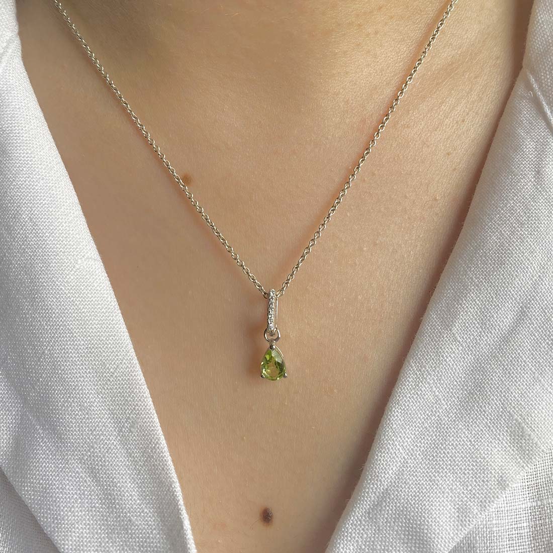 Peridot & White Topaz Pendant-(PER-SP-1165.)